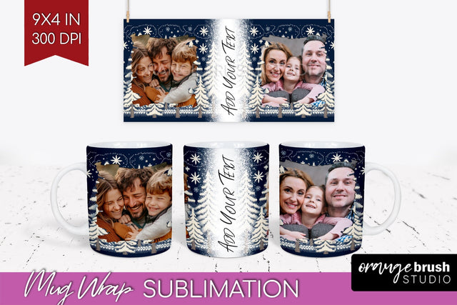 Christmas Photo Mug Wrap PNG - Nordic Picture Frame Mug Sublimation OrangeBrushStudio 