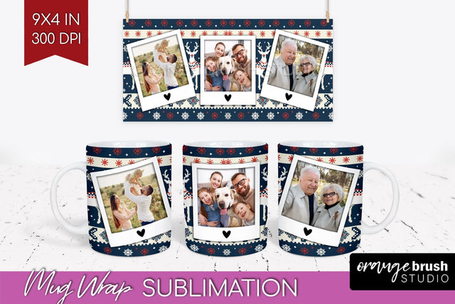 Christmas Photo Mug Wrap PNG - Nordic Picture Frame Mug Sublimation OrangeBrushStudio 