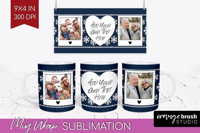 Christmas Photo Mug Wrap PNG - Nordic Picture Frame Mug Sublimation OrangeBrushStudio 