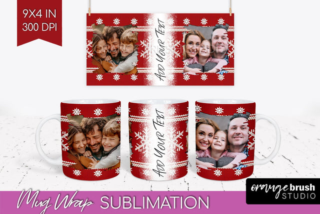 Christmas Photo Mug Wrap PNG - Nordic Picture Frame Mug Sublimation OrangeBrushStudio 