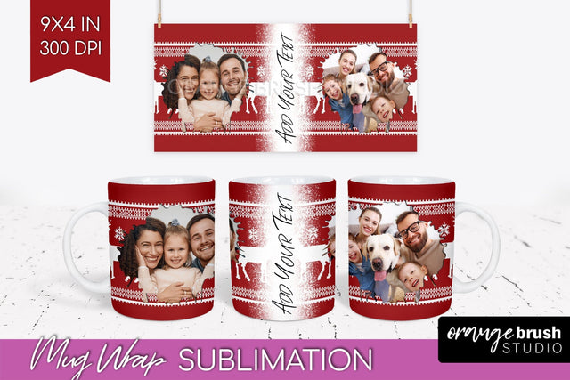 Christmas Photo Mug Wrap PNG - Nordic Picture Frame Mug Sublimation OrangeBrushStudio 