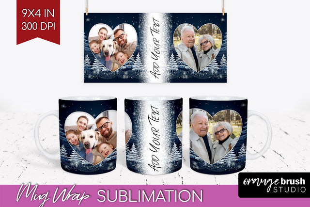 Christmas Photo Mug Wrap PNG - Nordic Picture Frame Mug Sublimation OrangeBrushStudio 