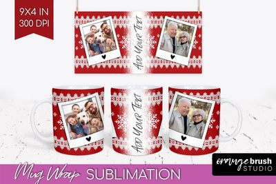Christmas Photo Mug Wrap PNG - Nordic Picture Frame Mug Sublimation OrangeBrushStudio 