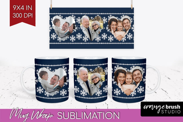 Christmas Photo Mug Wrap PNG - Nordic Picture Frame Mug Sublimation OrangeBrushStudio 