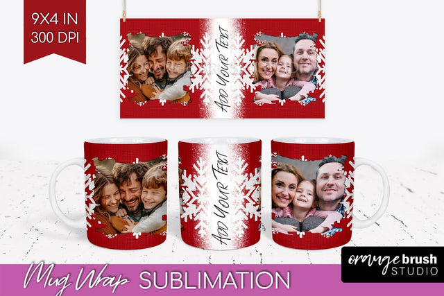 Christmas Photo Mug Wrap PNG - Nordic Picture Frame Mug Sublimation OrangeBrushStudio 