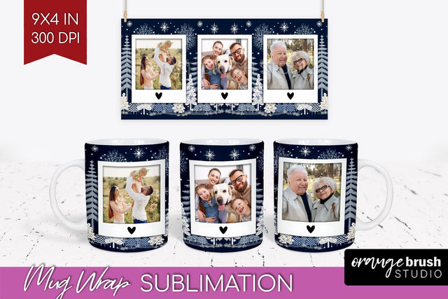Christmas Photo Mug Wrap PNG - Nordic Picture Frame Mug Sublimation OrangeBrushStudio 