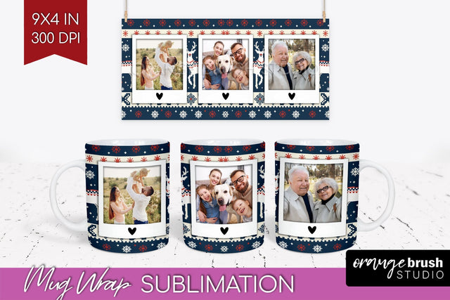 Christmas Photo Mug Wrap PNG - Nordic Picture Frame Mug Sublimation OrangeBrushStudio 