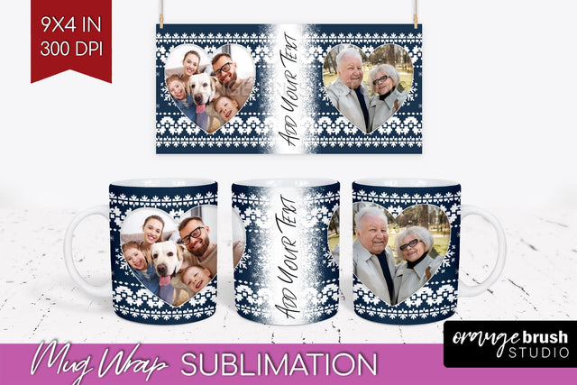 Christmas Photo Mug Wrap PNG - Nordic Picture Frame Mug Sublimation OrangeBrushStudio 