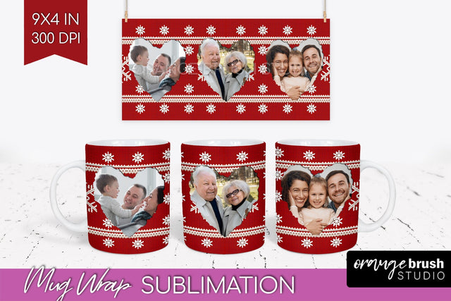 Christmas Photo Mug Wrap PNG - Nordic Picture Frame Mug Sublimation OrangeBrushStudio 