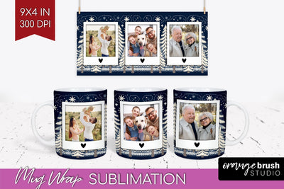 Christmas Photo Mug Wrap PNG - Nordic Picture Frame Mug Sublimation OrangeBrushStudio 