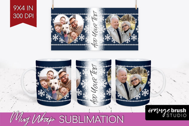 Christmas Photo Mug Wrap PNG - Nordic Picture Frame Mug Sublimation OrangeBrushStudio 