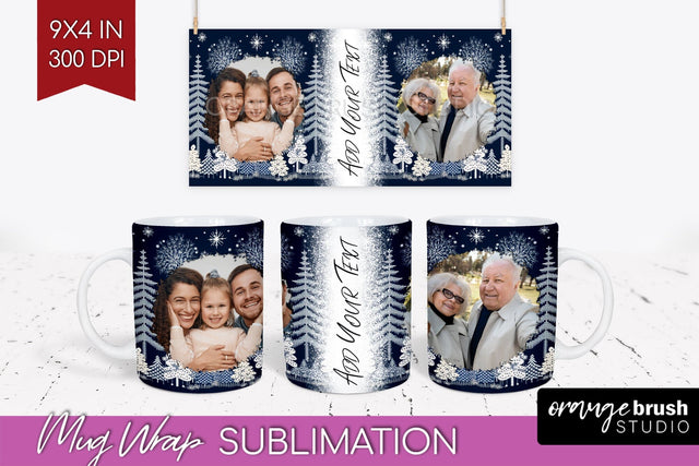 Christmas Photo Mug Wrap PNG - Nordic Picture Frame Mug Sublimation OrangeBrushStudio 