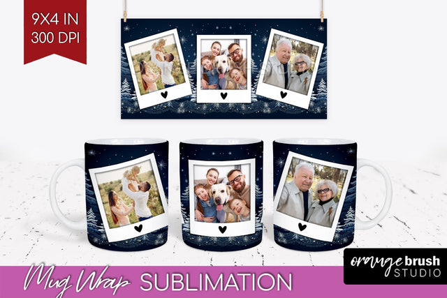 Christmas Photo Mug Wrap PNG - Nordic Picture Frame Mug Sublimation OrangeBrushStudio 