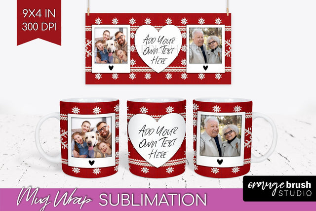 Christmas Photo Mug Wrap PNG - Nordic Picture Frame Mug Sublimation OrangeBrushStudio 