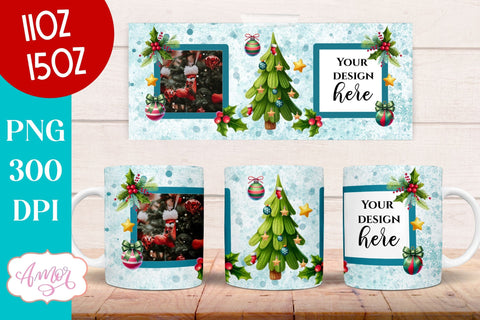Christmas Photo mug wrap PNG Sublimation | Photo frame mug Sublimation Amorclipart 