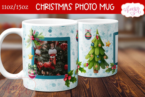 Christmas Photo mug wrap PNG Sublimation | Photo frame mug Sublimation Amorclipart 