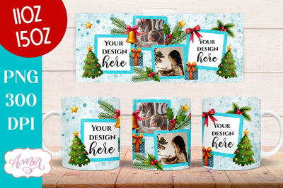 Christmas Photo mug wrap PNG Sublimation | Photo frame mug Sublimation Amorclipart 