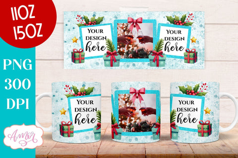 Christmas Photo Mug Wrap PNG Sublimation | Photo Frame Mug Sublimation Amorclipart 
