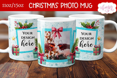 Christmas Photo Mug Wrap PNG Sublimation | Photo Frame Mug Sublimation Amorclipart 