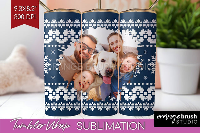 Christmas Photo Tumbler PNG - Nordic Picture Tumbler Wrap Sublimation OrangeBrushStudio 