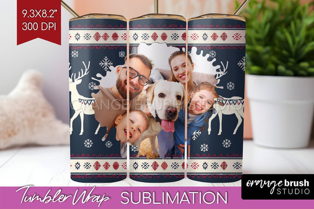 Christmas Photo Tumbler PNG - Nordic Picture Tumbler Wrap Sublimation OrangeBrushStudio 