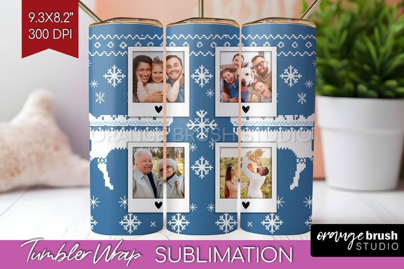 Christmas Photo Tumbler PNG - Nordic Picture Tumbler Wrap Sublimation OrangeBrushStudio 