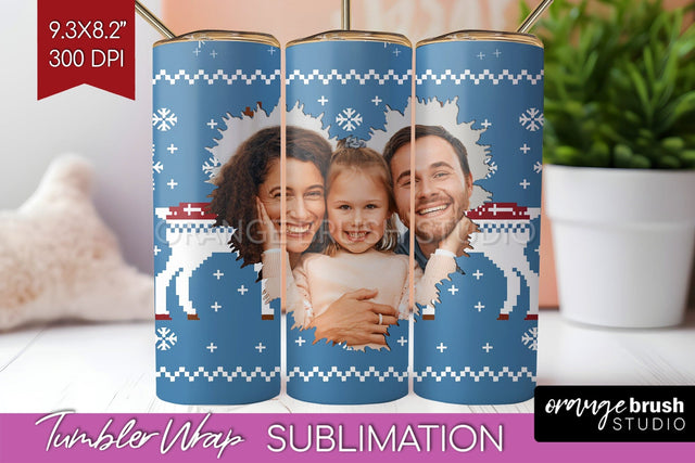 Christmas Photo Tumbler PNG - Nordic Picture Tumbler Wrap Sublimation OrangeBrushStudio 