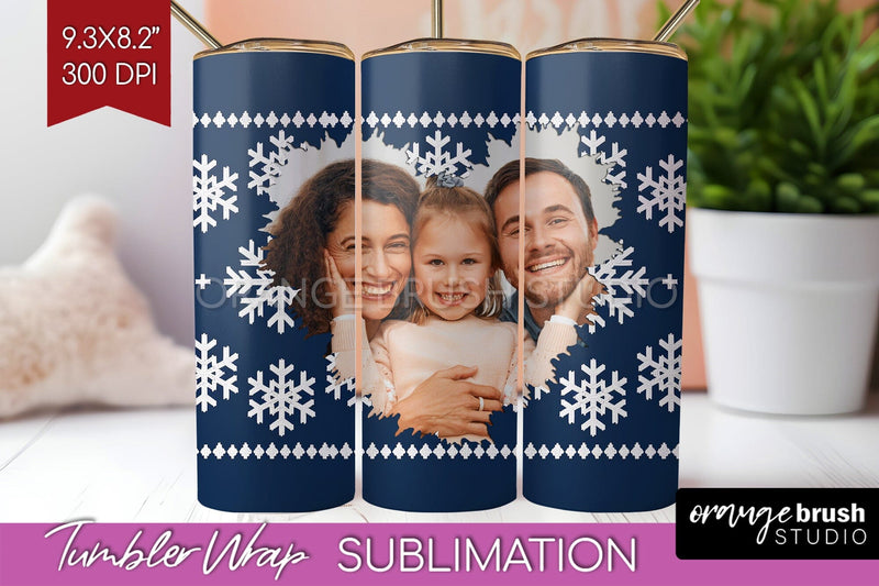 Christmas Photo Tumbler PNG - Nordic Picture Tumbler Wrap Sublimation OrangeBrushStudio 
