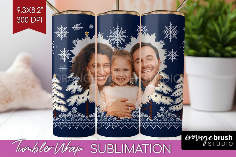 Christmas Photo Tumbler PNG - Nordic Picture Tumbler Wrap Sublimation OrangeBrushStudio 