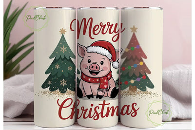 Christmas Pig 20oz Tumbler Wrap Sublimation PixelChick 