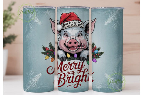 Christmas Pig Tumbler Wrap Sublimation PixelChick 