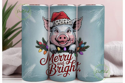 Christmas Pig Tumbler Wrap Sublimation PixelChick 