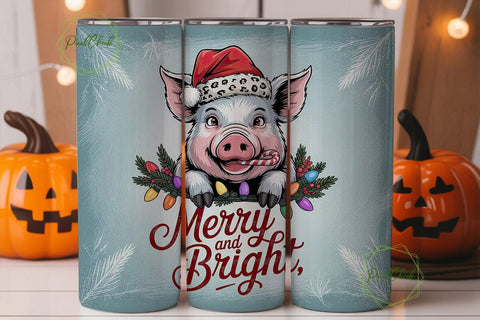 Christmas Pig Tumbler Wrap Sublimation PixelChick 