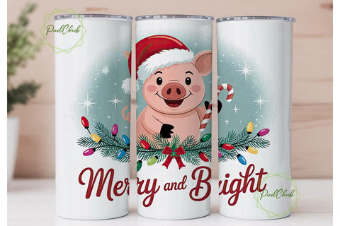 Christmas Pig Tumbler Wrap Sublimation PixelChick 