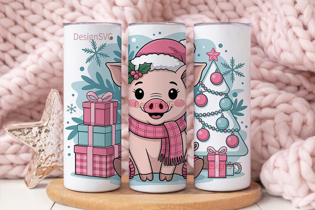 Christmas Piglet 20oz Tumbler Wrap Sublimation DesignSVG 