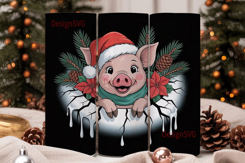 Christmas Piglet 20oz Tumbler Wrap Sublimation DesignSVG 