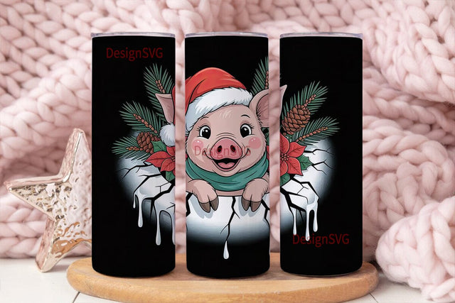 Christmas Piglet 20oz Tumbler Wrap Sublimation DesignSVG 