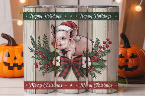 Christmas Piglet 20oz Tumbler Wrap Sublimation PixelChick 