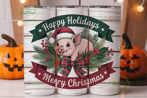 Christmas Piglet 20oz Tumbler Wrap Sublimation PixelChick 