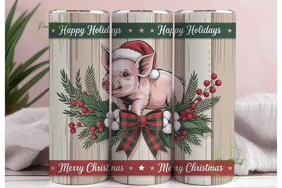 Christmas Piglet 20oz Tumbler Wrap Sublimation PixelChick 