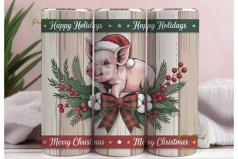 Christmas Piglet 20oz Tumbler Wrap Sublimation PixelChick 