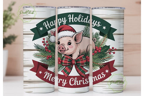 Christmas Piglet 20oz Tumbler Wrap Sublimation PixelChick 