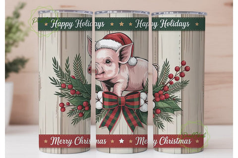Christmas Piglet 20oz Tumbler Wrap Sublimation PixelChick 