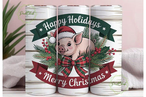 Christmas Piglet 20oz Tumbler Wrap Sublimation PixelChick 