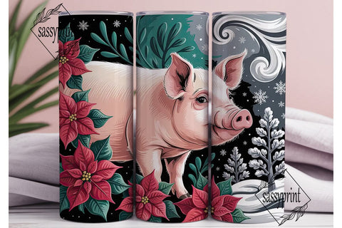 Christmas Piglet 20oz Tumbler Wrap Sublimation sassyprint 