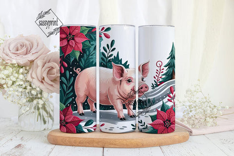 Christmas Piglet 20oz Tumbler Wrap Sublimation sassyprint 