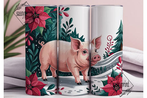 Christmas Piglet 20oz Tumbler Wrap Sublimation sassyprint 