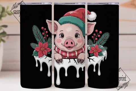Christmas Piglet 20oz Tumbler Wrap Sublimation sassyprint 