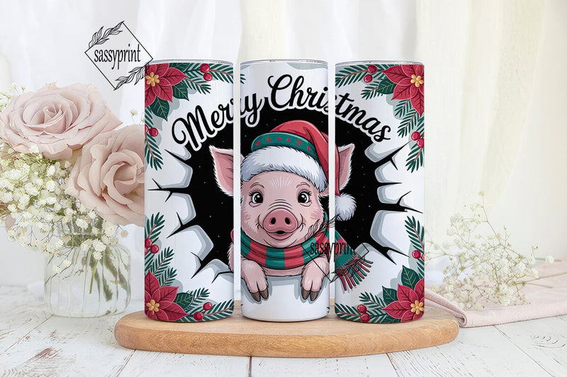 Christmas Piglet 20oz Tumbler Wrap Sublimation sassyprint 
