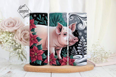 Christmas Piglet 20oz Tumbler Wrap Sublimation sassyprint 